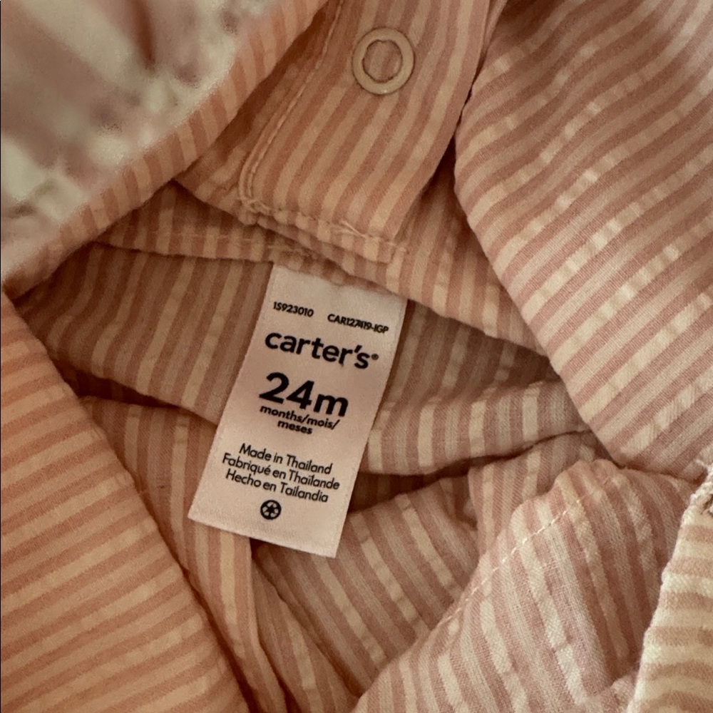 Carter's Light Pink Ruffled Strap Overalls - Picture 3 of 4